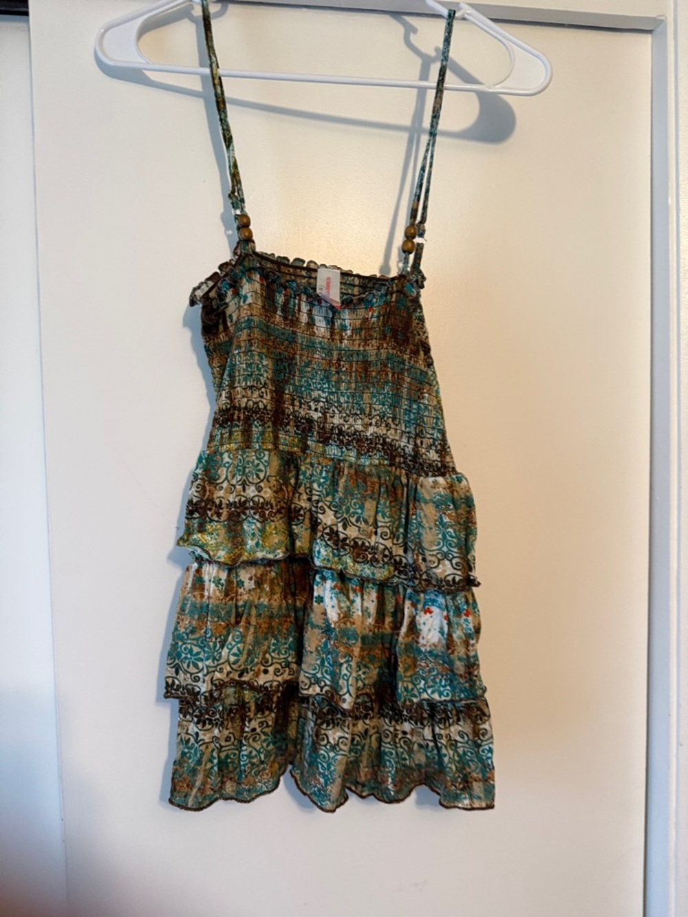 No Boundaries Teal and Brown Tiered Spaghetti Strap Tank